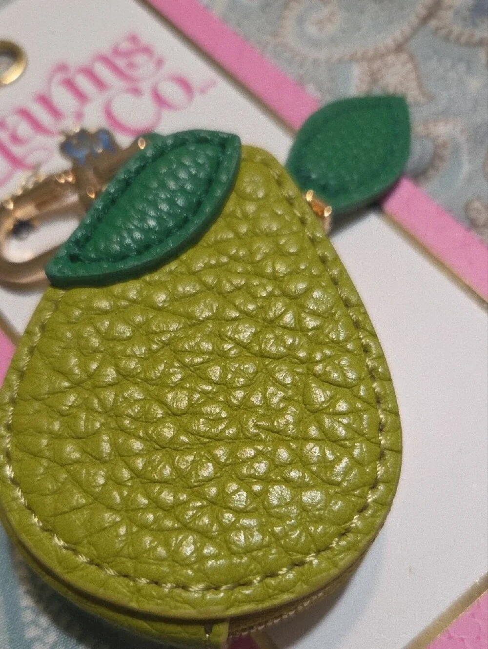 Lime Green Pear Keychain Wallet/purse Charm